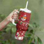 Australia Red - capped Robin Christmas In July Tumbler With Handle Aussie Passerine Bird Merry Xmas