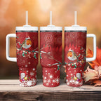 Australia Red - capped Robin Christmas In July Tumbler With Handle Aussie Passerine Bird Merry Xmas