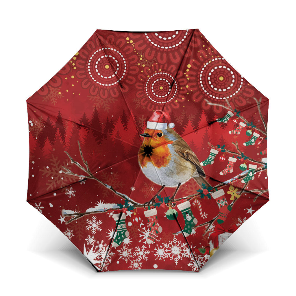 Australia Red - capped Robin Christmas In July Umbrella Aussie Passerine Bird Merry Xmas