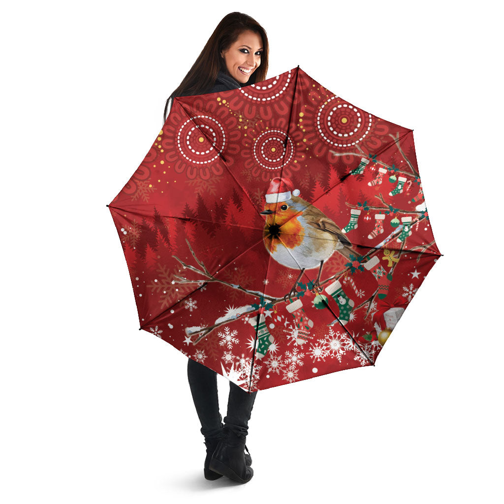 Australia Red - capped Robin Christmas In July Umbrella Aussie Passerine Bird Merry Xmas