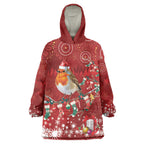 Australia Red - capped Robin Christmas In July Wearable Blanket Hoodie Aussie Passerine Bird Merry Xmas