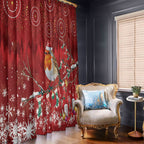 Australia Red - capped Robin Christmas In July Window Curtain Aussie Passerine Bird Merry Xmas