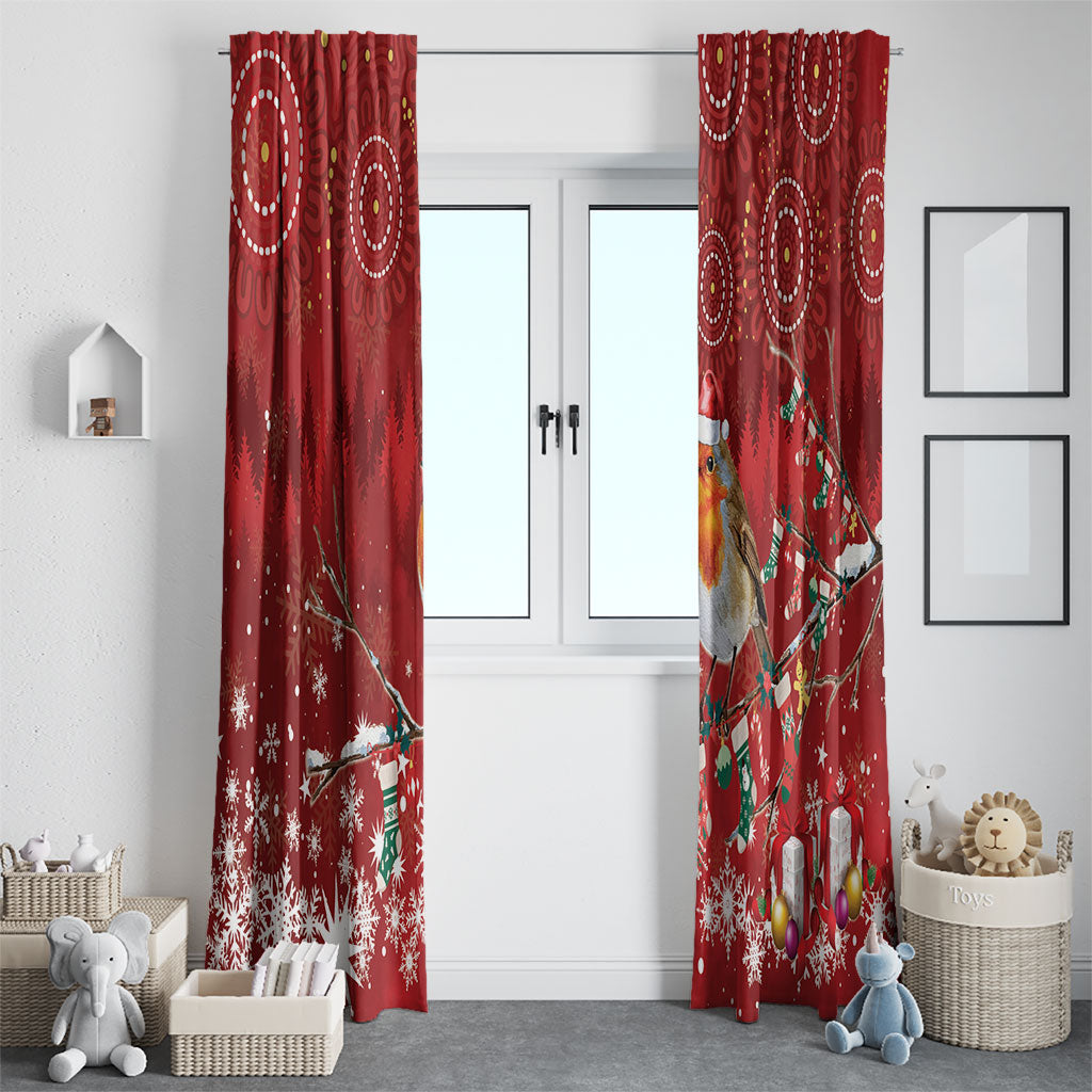 Australia Red - capped Robin Christmas In July Window Curtain Aussie Passerine Bird Merry Xmas
