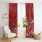 Australia Red - capped Robin Christmas In July Window Curtain Aussie Passerine Bird Merry Xmas