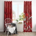 Australia Red - capped Robin Christmas In July Window Curtain Aussie Passerine Bird Merry Xmas
