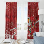 Australia Red - capped Robin Christmas In July Window Curtain Aussie Passerine Bird Merry Xmas
