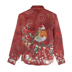 Australia Red - capped Robin Christmas In July Women Casual Shirt Aussie Passerine Bird Merry Xmas