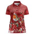 Australia Red - capped Robin Christmas In July Women Polo Shirt Aussie Passerine Bird Merry Xmas