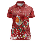 Australia Red - capped Robin Christmas In July Women Polo Shirt Aussie Passerine Bird Merry Xmas
