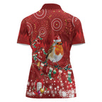 Australia Red - capped Robin Christmas In July Women Polo Shirt Aussie Passerine Bird Merry Xmas