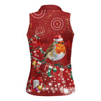 Australia Red - capped Robin Christmas In July Women Sleeveless Polo Shirt Aussie Passerine Bird Merry Xmas