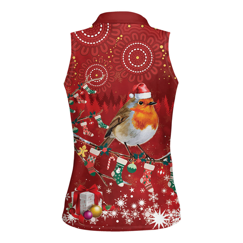 Australia Red - capped Robin Christmas In July Women Sleeveless Polo Shirt Aussie Passerine Bird Merry Xmas