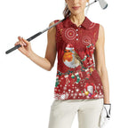 Australia Red - capped Robin Christmas In July Women Sleeveless Polo Shirt Aussie Passerine Bird Merry Xmas