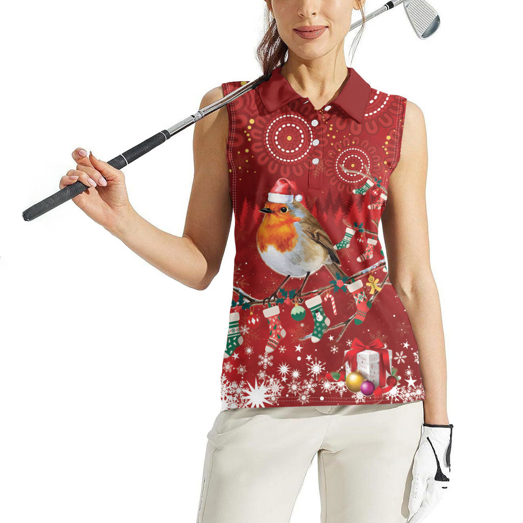 Australia Red - capped Robin Christmas In July Women Sleeveless Polo Shirt Aussie Passerine Bird Merry Xmas