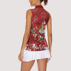 Australia Red - capped Robin Christmas In July Women Sleeveless Polo Shirt Aussie Passerine Bird Merry Xmas