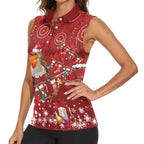 Australia Red - capped Robin Christmas In July Women Sleeveless Polo Shirt Aussie Passerine Bird Merry Xmas