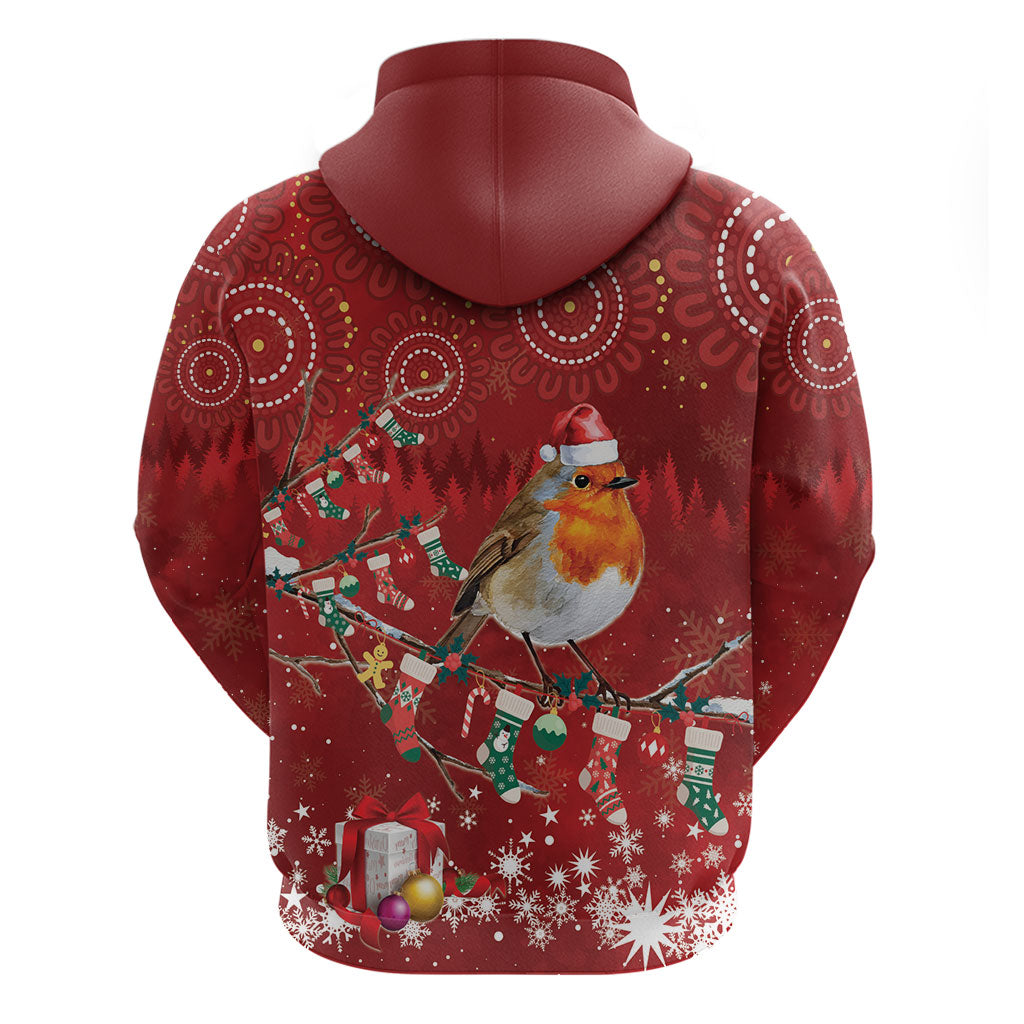 Australia Red - capped Robin Christmas In July Zip Hoodie Aussie Passerine Bird Merry Xmas
