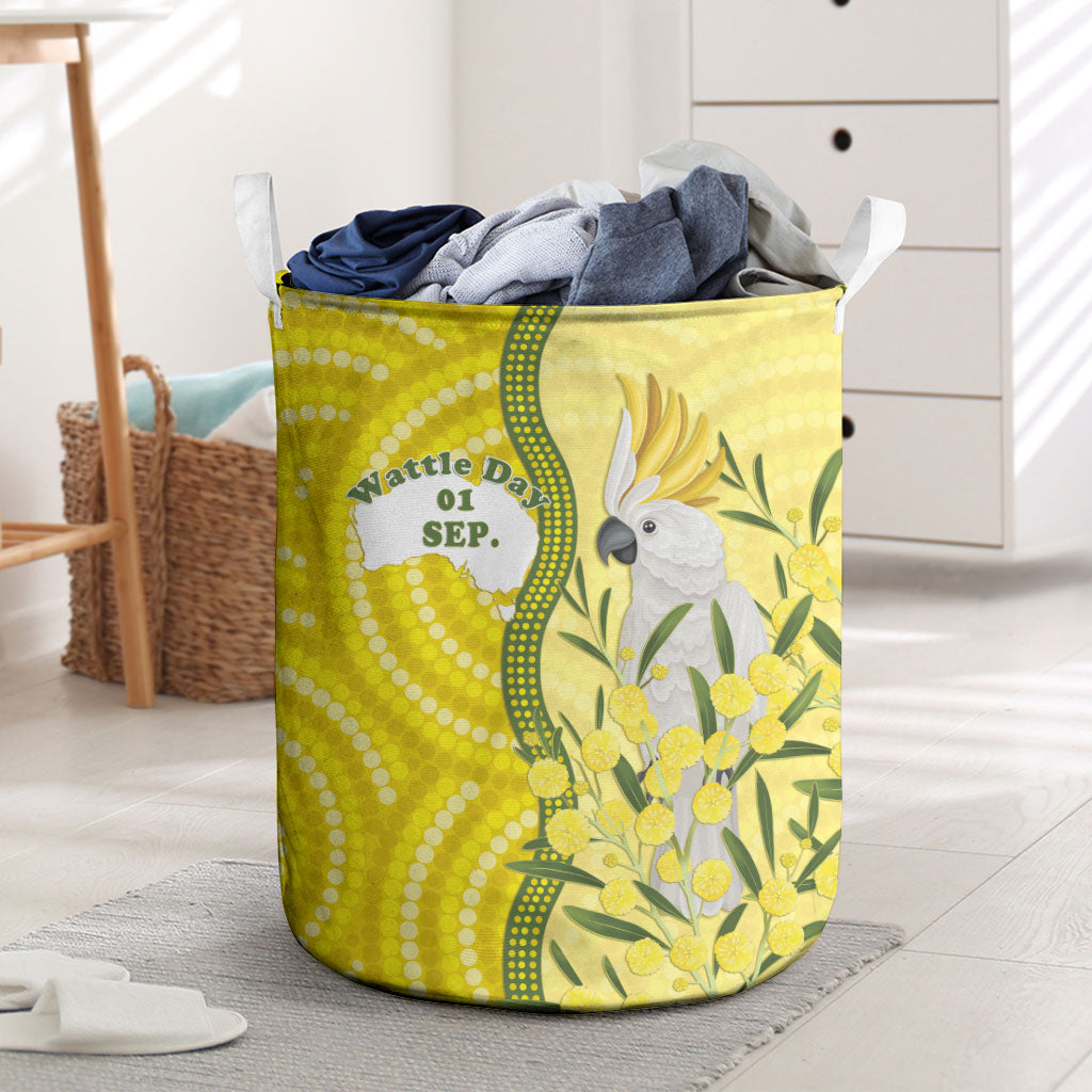 Australia Wattle Day Laundry Basket Sulphur-crested Cockatoo Aboriginal Pattern