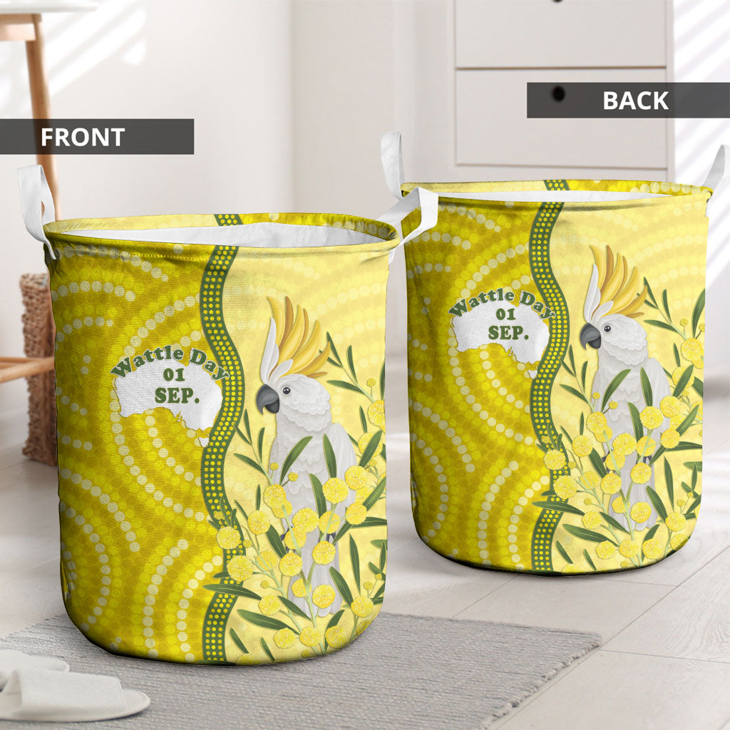 Australia Wattle Day Laundry Basket Sulphur-crested Cockatoo Aboriginal Pattern