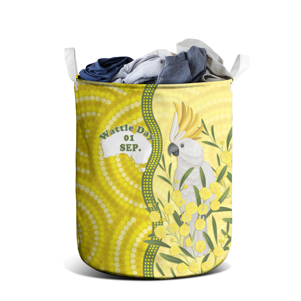 Australia Wattle Day Laundry Basket Sulphur-crested Cockatoo Aboriginal Pattern