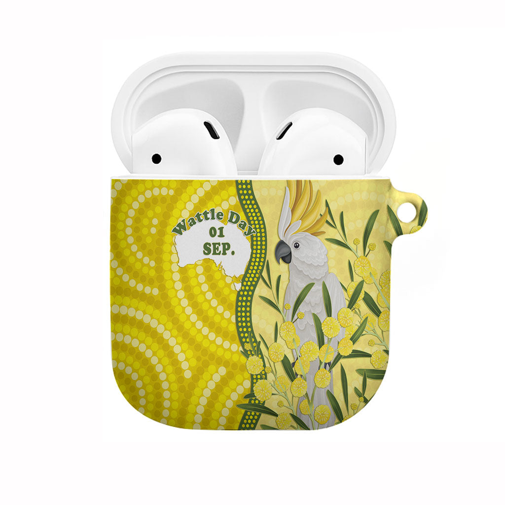 Australia Wattle Day AirPods Case Sulphur-crested Cockatoo Aboriginal Pattern