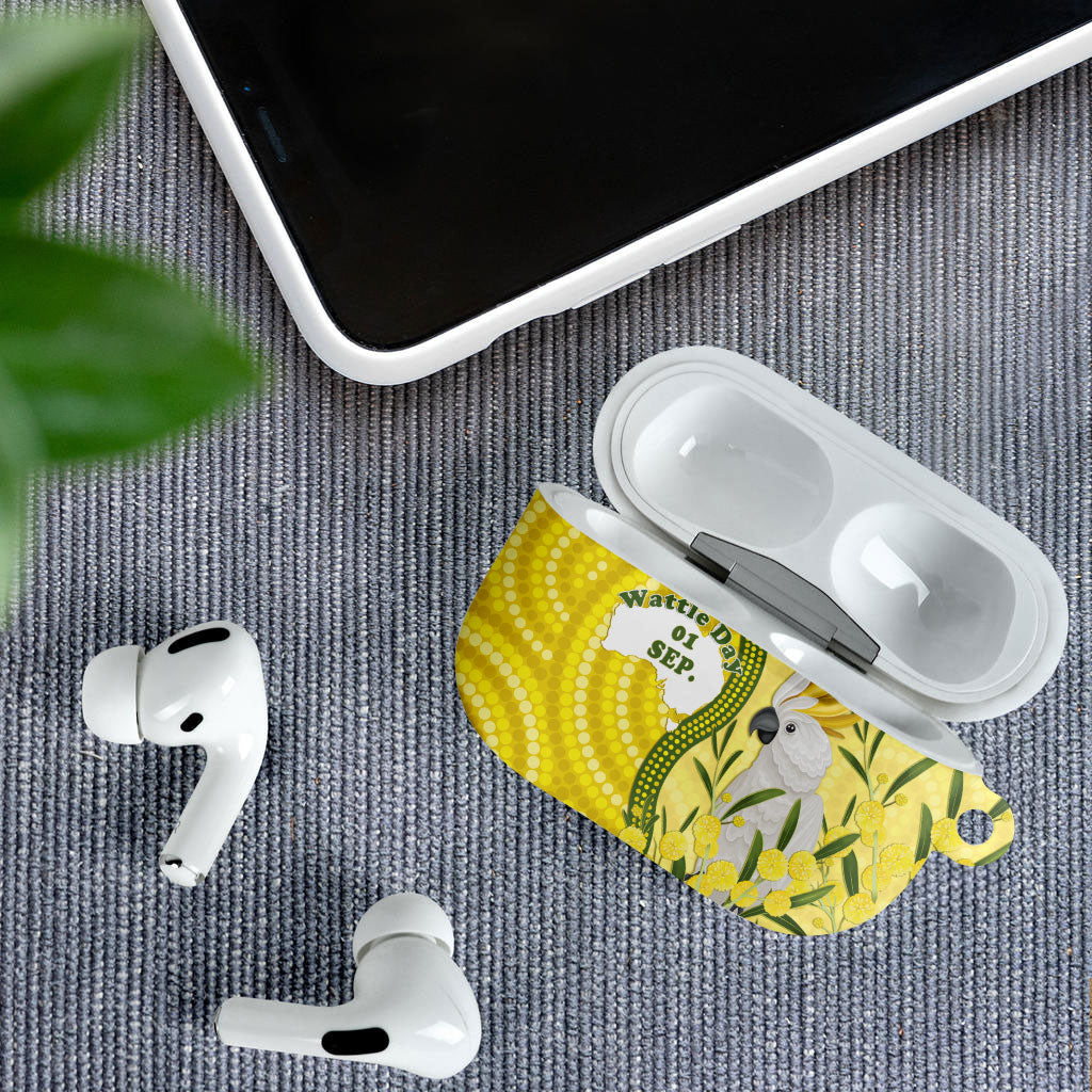 Australia Wattle Day AirPods Case Sulphur-crested Cockatoo Aboriginal Pattern