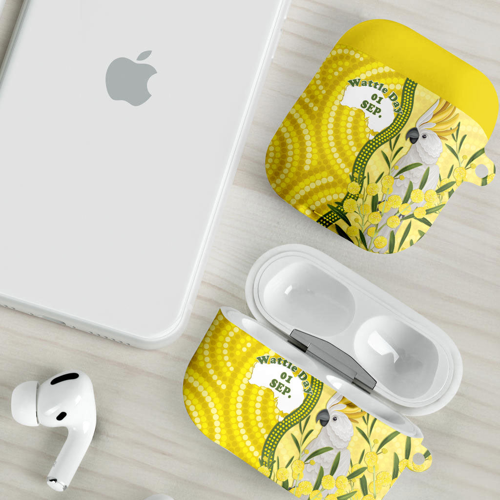 Australia Wattle Day AirPods Case Sulphur-crested Cockatoo Aboriginal Pattern