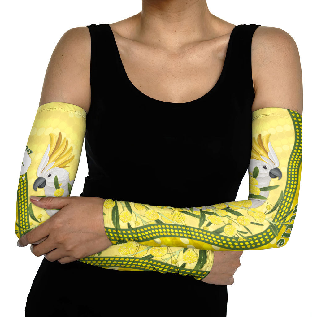 Australia Wattle Day Arm Sleeves Sulphur-crested Cockatoo Aboriginal Pattern