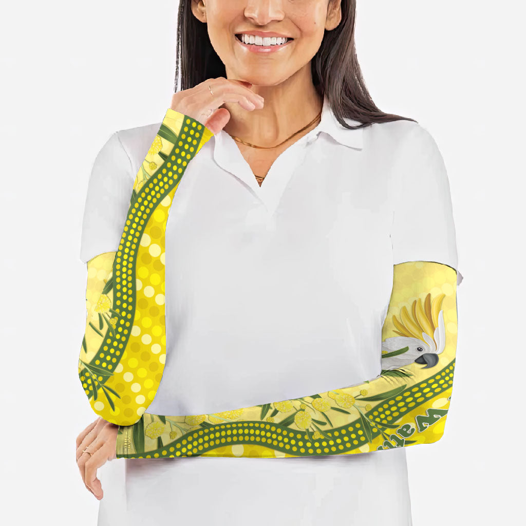 Australia Wattle Day Arm Sleeves Sulphur-crested Cockatoo Aboriginal Pattern