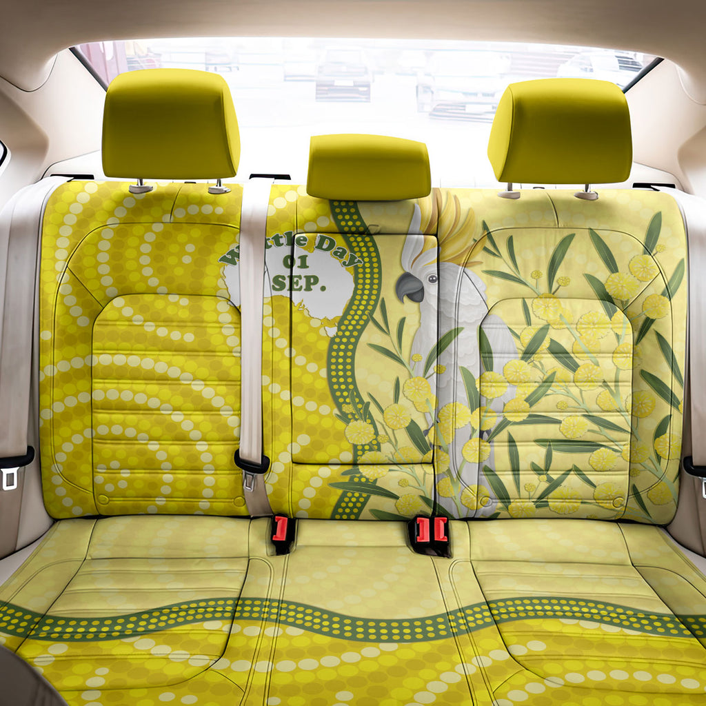 Australia Wattle Day Back Car Seat Cover Sulphur-crested Cockatoo Aboriginal Pattern