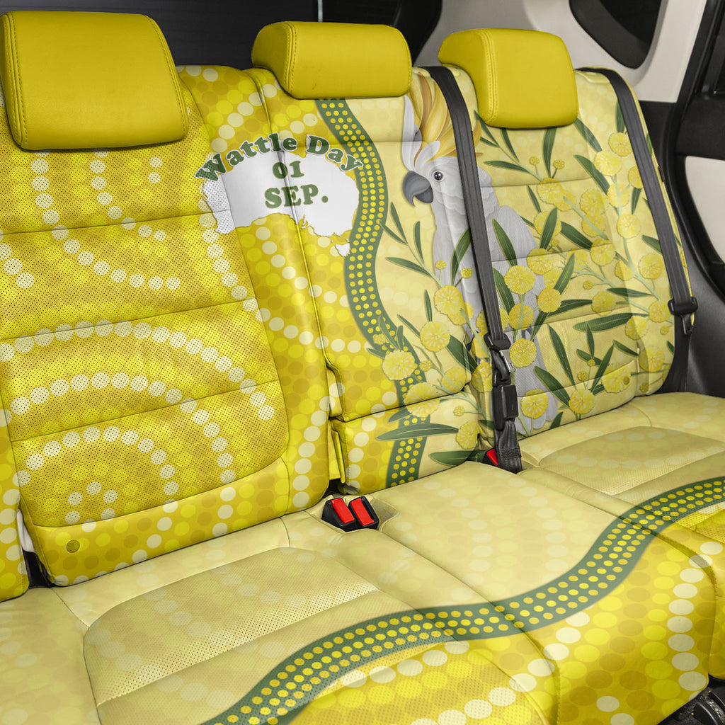 Australia Wattle Day Back Car Seat Cover Sulphur-crested Cockatoo Aboriginal Pattern