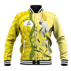 Australia Wattle Day Baseball Jacket Sulphur-crested Cockatoo Aboriginal Pattern