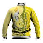 Australia Wattle Day Baseball Jacket Sulphur-crested Cockatoo Aboriginal Pattern