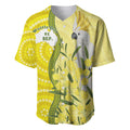 Australia Wattle Day Baseball Jersey Sulphur-crested Cockatoo Aboriginal Pattern