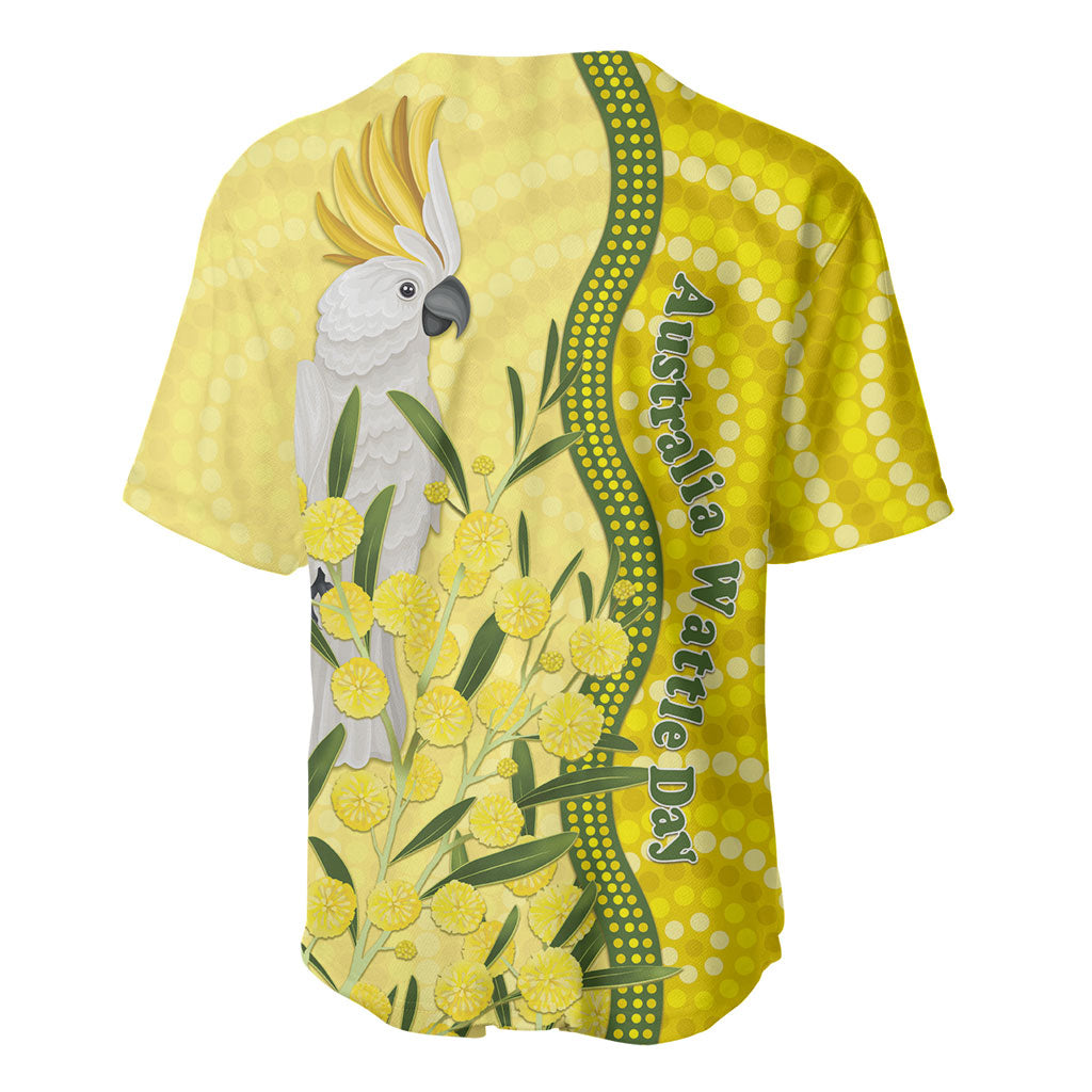 Australia Wattle Day Baseball Jersey Sulphur-crested Cockatoo Aboriginal Pattern