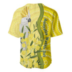 Australia Wattle Day Baseball Jersey Sulphur-crested Cockatoo Aboriginal Pattern