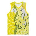Australia Wattle Day Basketball Jersey Sulphur-crested Cockatoo Aboriginal Pattern
