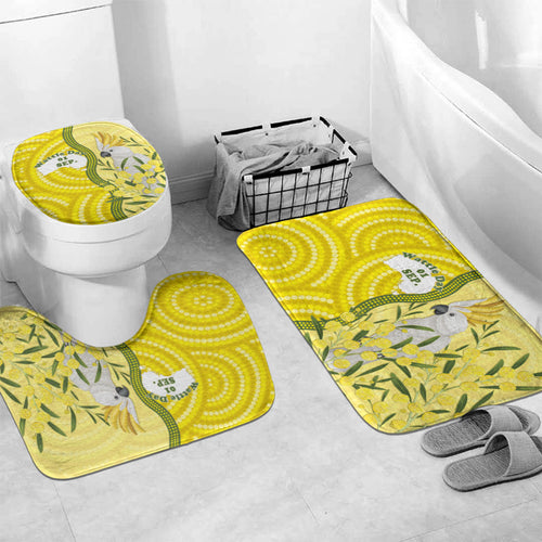 Australia Wattle Day Bathroom Set Sulphur-crested Cockatoo Aboriginal Pattern