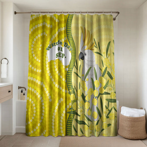Australia Wattle Day Bathroom Set Sulphur-crested Cockatoo Aboriginal Pattern