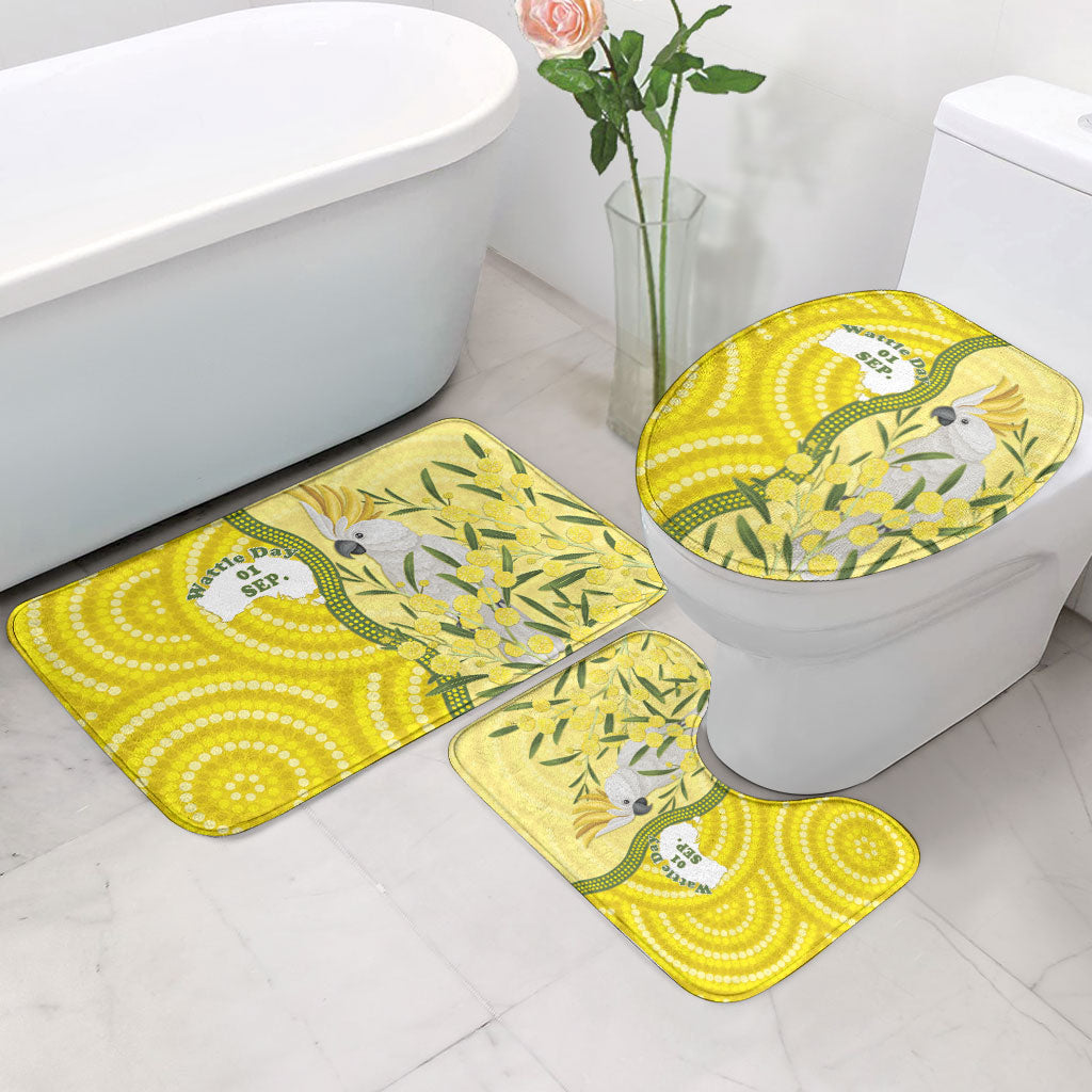 Australia Wattle Day Bathroom Set Sulphur-crested Cockatoo Aboriginal Pattern