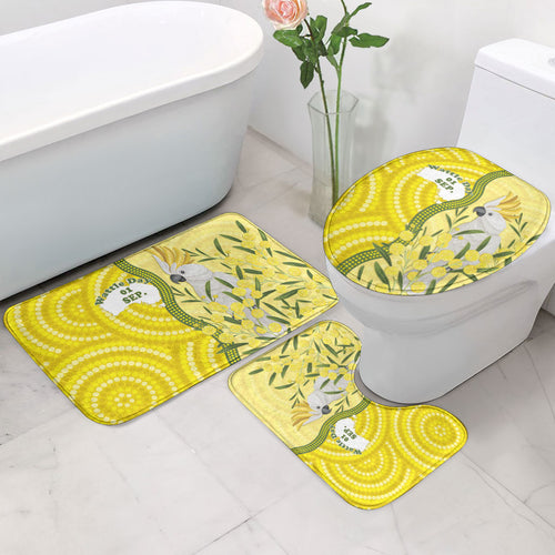 Australia Wattle Day Bathroom Set Sulphur-crested Cockatoo Aboriginal Pattern