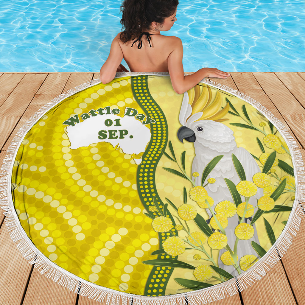 Australia Wattle Day Beach Blanket Sulphur-crested Cockatoo Aboriginal Pattern
