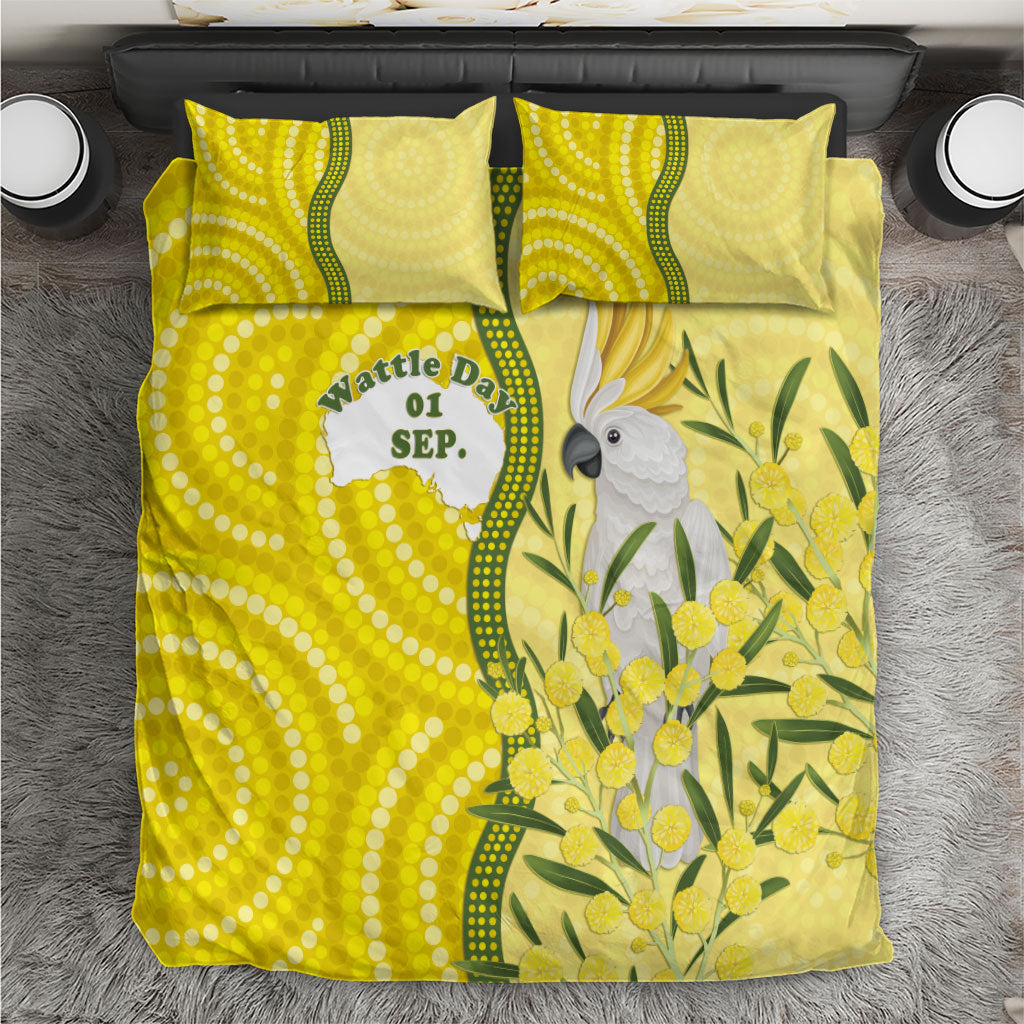 Australia Wattle Day Bedding Set Sulphur-crested Cockatoo Aboriginal Pattern