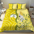 Australia Wattle Day Bedding Set Sulphur-crested Cockatoo Aboriginal Pattern