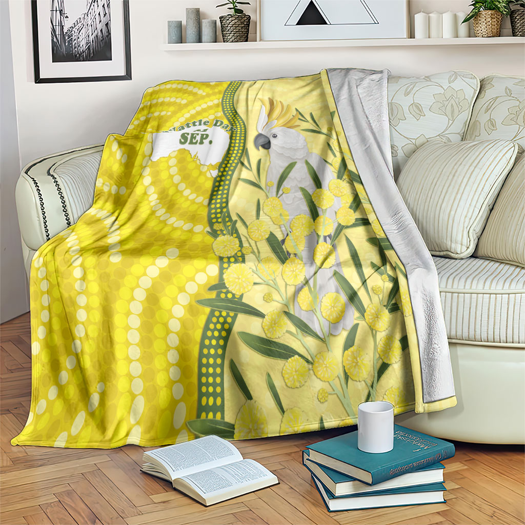 Australia Wattle Day Blanket Sulphur-crested Cockatoo Aboriginal Pattern