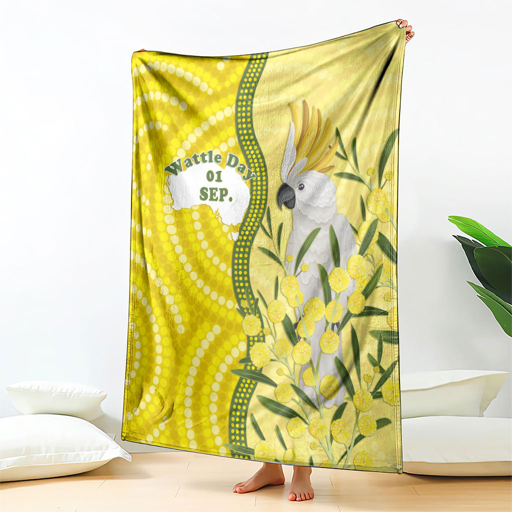 Australia Wattle Day Blanket Sulphur-crested Cockatoo Aboriginal Pattern