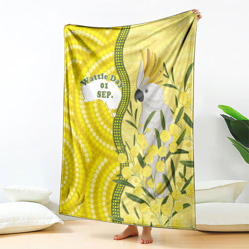 Australia Wattle Day Blanket Sulphur-crested Cockatoo Aboriginal Pattern