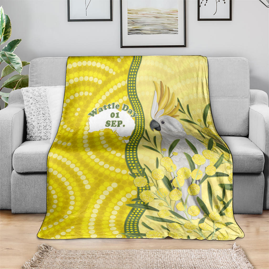 Australia Wattle Day Blanket Sulphur-crested Cockatoo Aboriginal Pattern