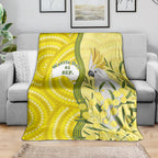 Australia Wattle Day Blanket Sulphur-crested Cockatoo Aboriginal Pattern