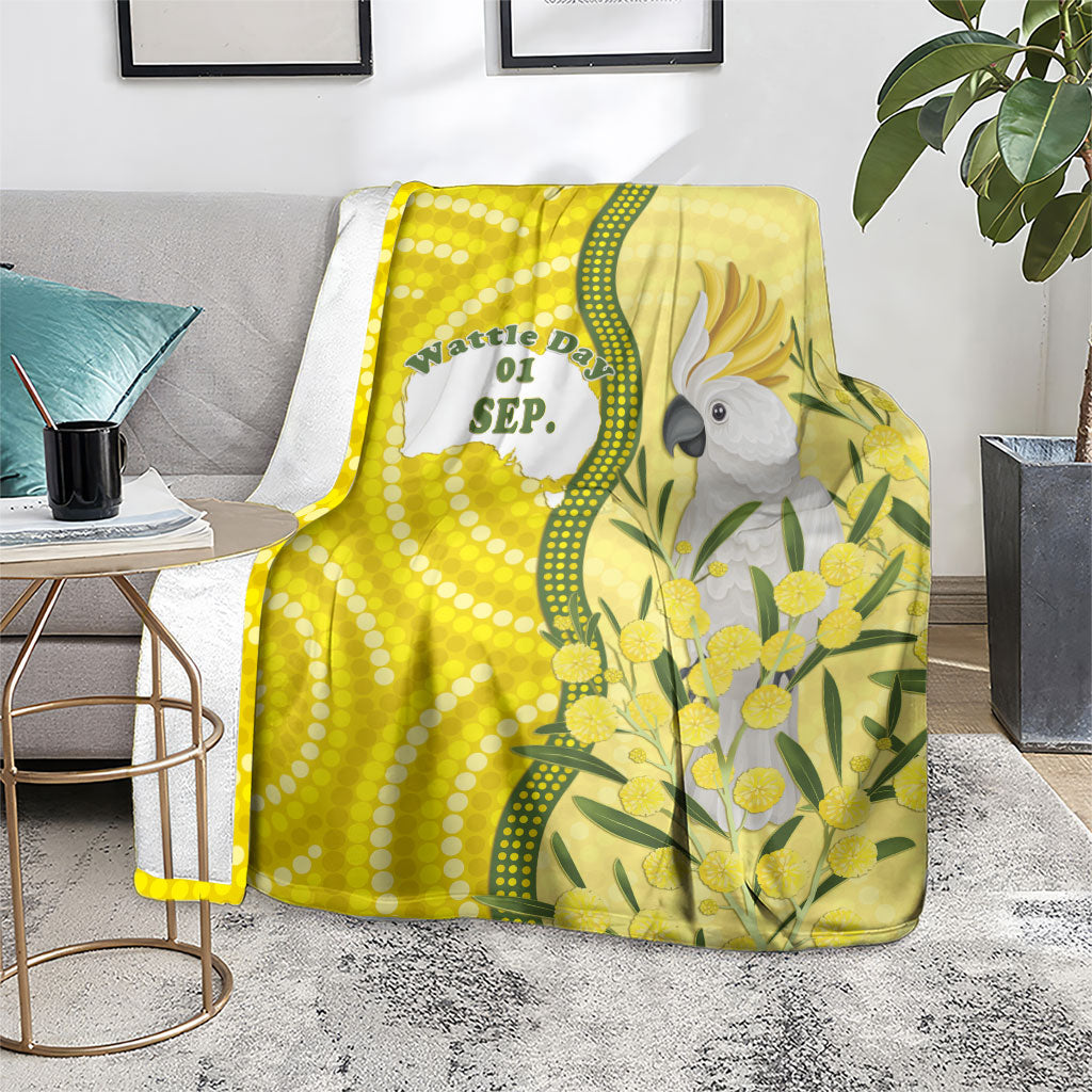 Australia Wattle Day Blanket Sulphur-crested Cockatoo Aboriginal Pattern